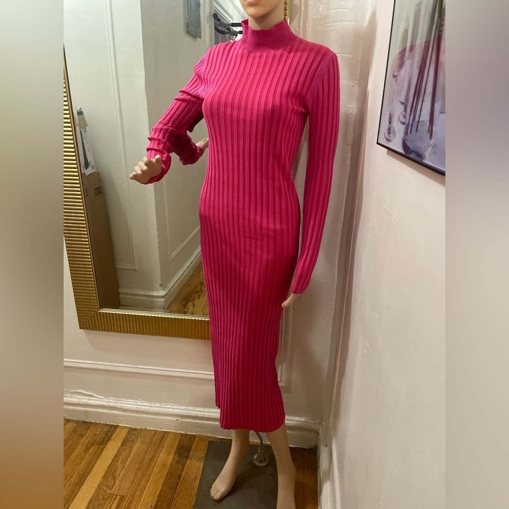 Zara Vibrant Pink Long Sleeve Dress